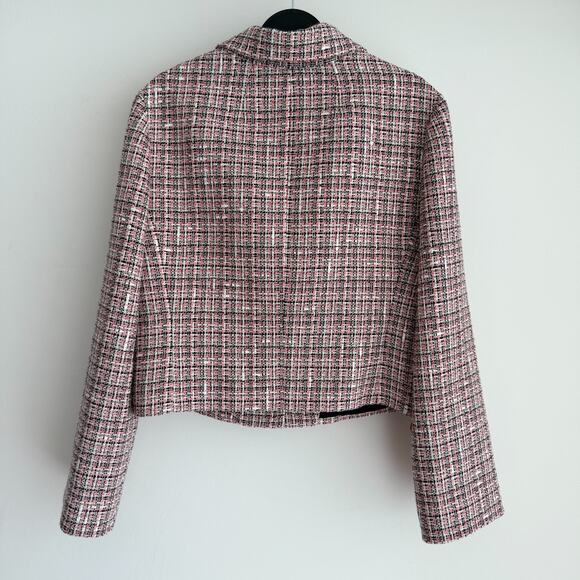Theory Tweed Blazer Jacket 14 Pink Quiet Luxury Elegant Old Money Blair Waldorf - Picture 3 of 8